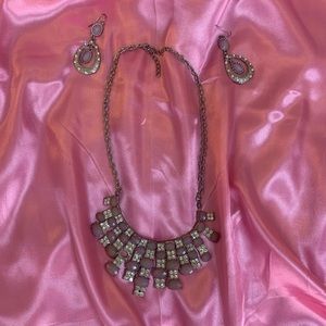 Pink necklace and earring set